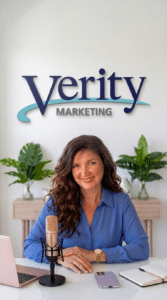 Image of founder, Michelle Williams at Verity Marketing HQ on Lake Mission Viejo, CA.