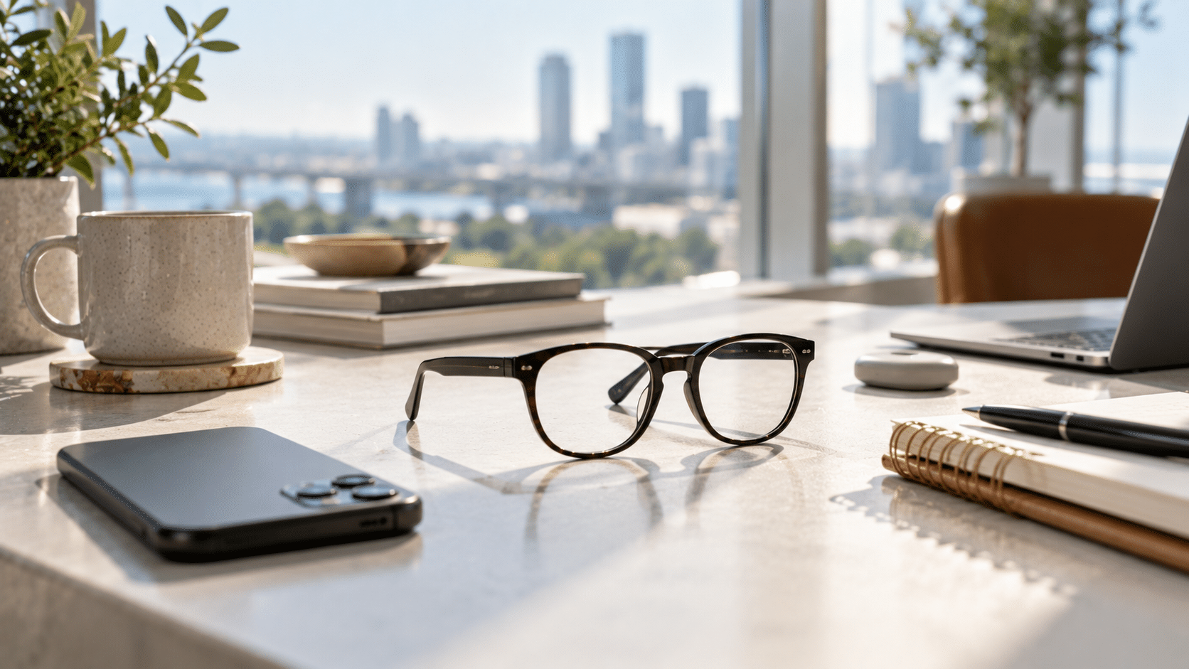 Modern Workspace with City Views